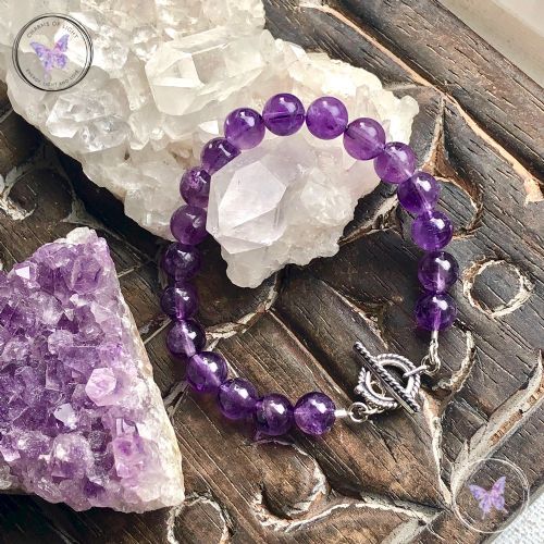 Amethyst Healing Bracelet With Silver Toggle Clasp